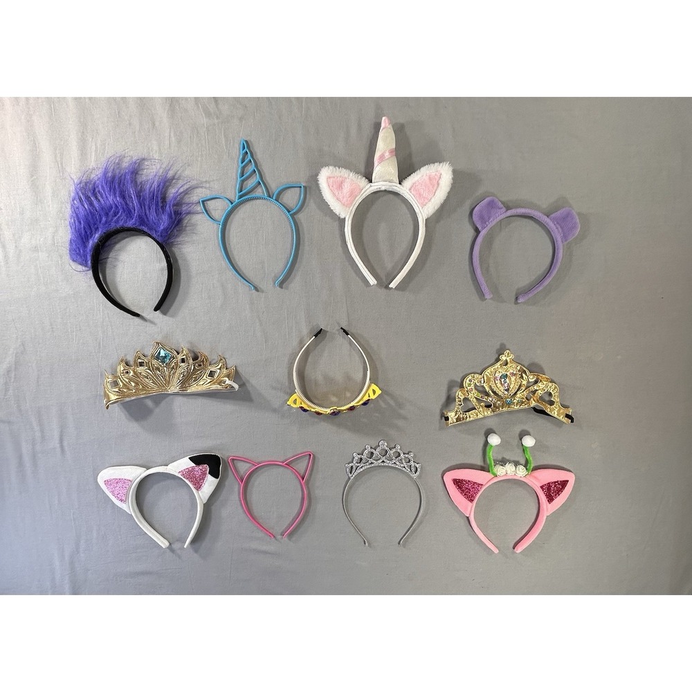 Princess Crowns and Headbands Girls Dress Up Costumes Lot Of 11 Has Some Wear
